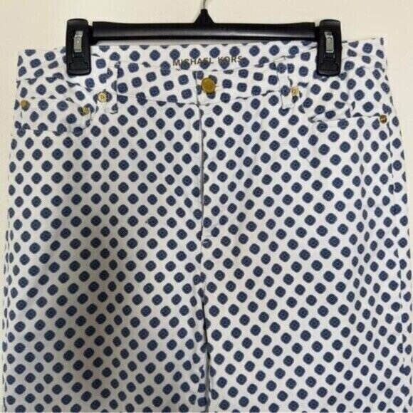 Michael Kors Selma Medallion Print Cropped Jeans Size 12 Pre-owned - Picture 6 of 16